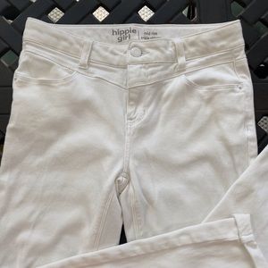 Hippie Girl mid-rise ankle white denim jeans